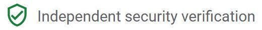 A checkmark badge next to the phrase "Independent Security Verification"
