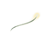 A gradient green and white swoosh with a glowing sparking at the tip