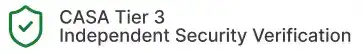 A green check mark next to the text "CASA Tier 3 Independent Security Verification"